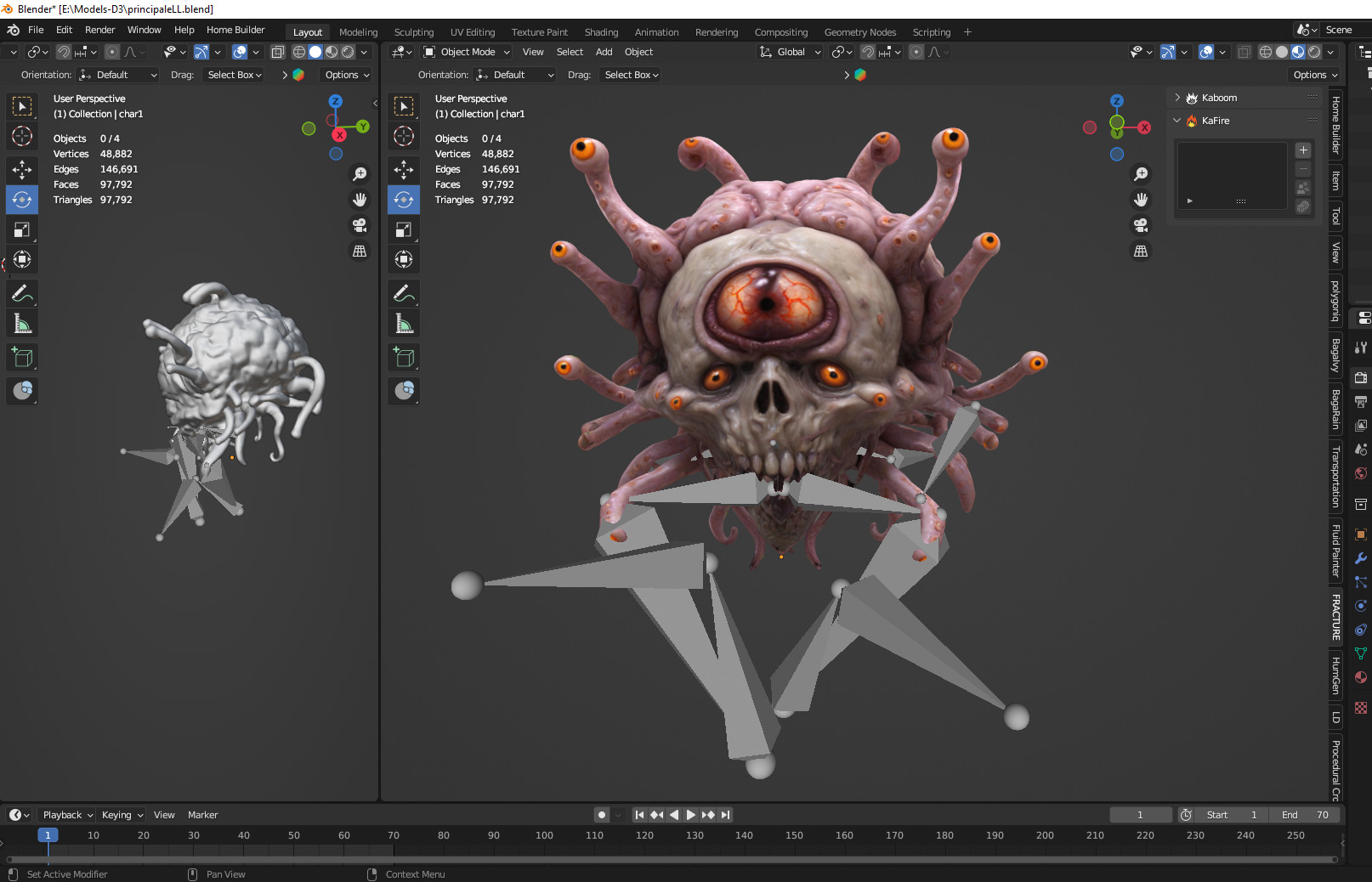 animated scarry brain Low-poly 3D model_2