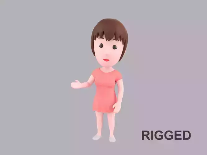  Cartoon Female Character Rigged 016