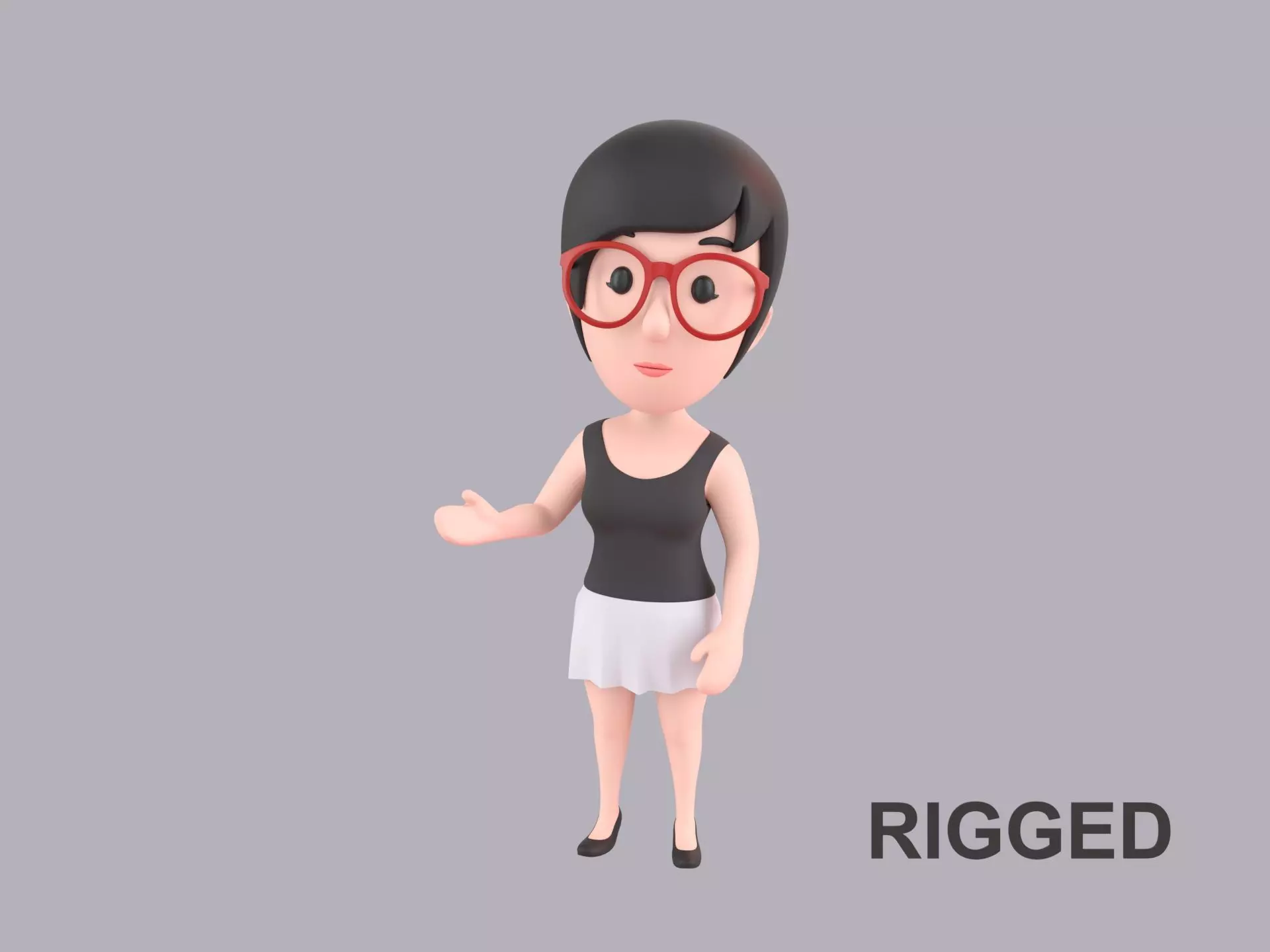 Cartoon Female Character Rigged 017 3D model