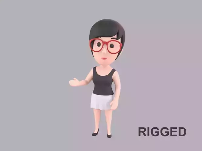  Cartoon Female Character Rigged 017