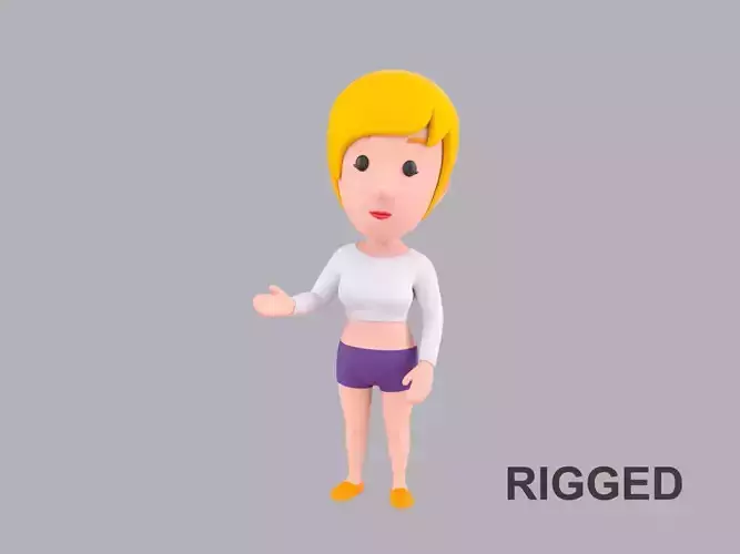  Cartoon Female Character Rigged 018 3D model