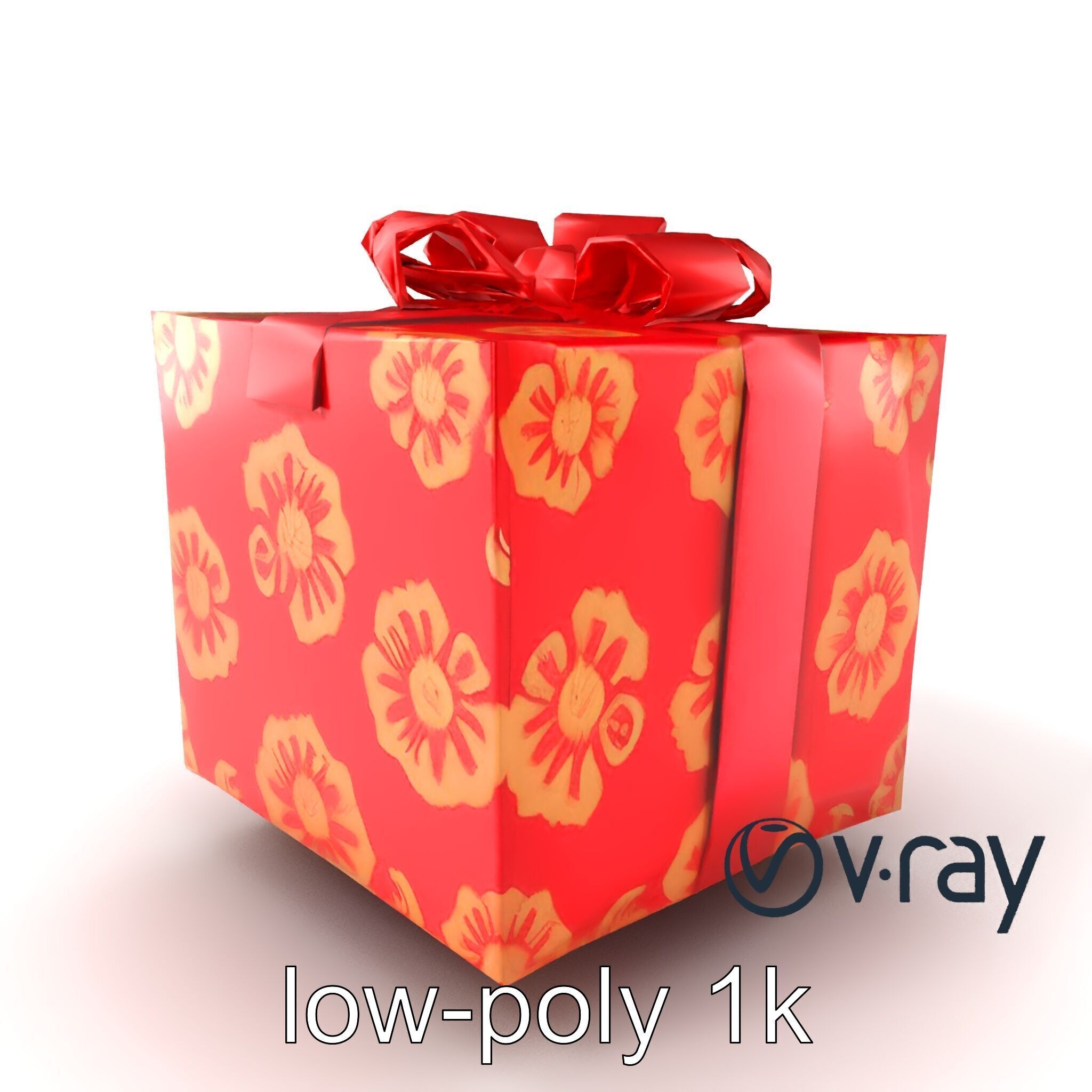 Luxurious Red Gift Box with Floral Motifs model pack Low-poly 3D model_2