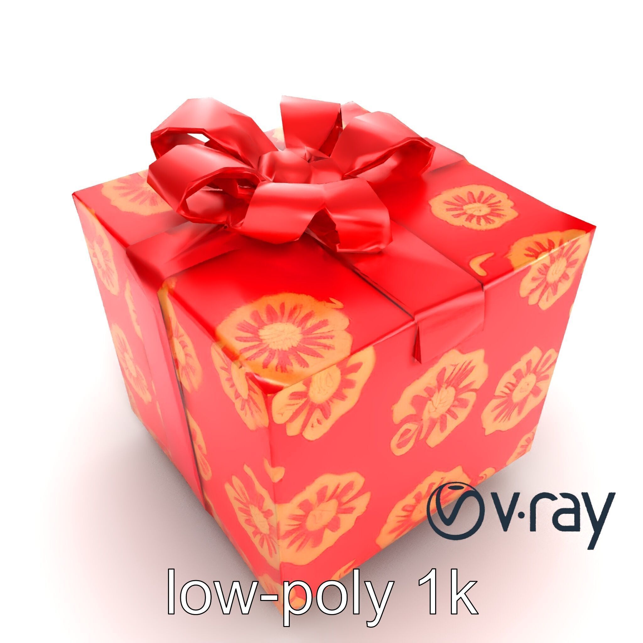 Luxurious Red Gift Box with Floral Motifs model pack Low-poly 3D model_10