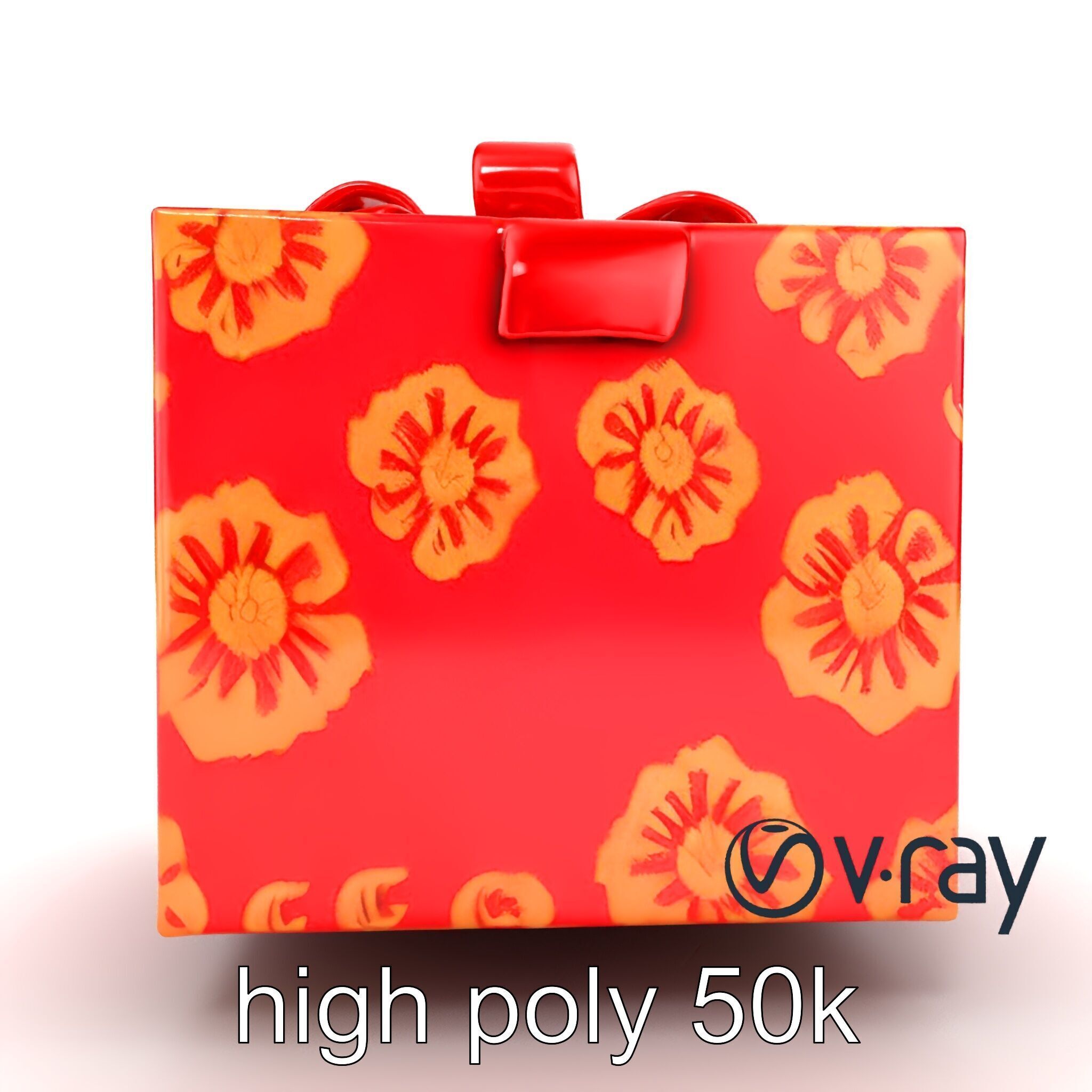 Luxurious Red Gift Box with Floral Motifs model pack Low-poly 3D model_26