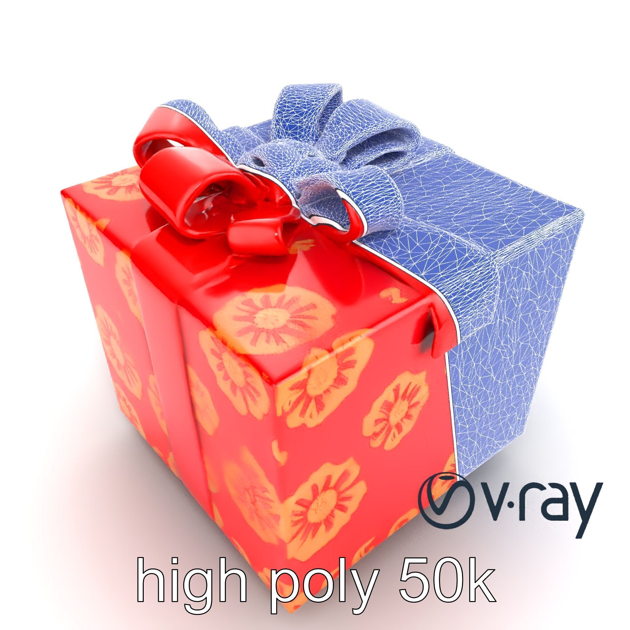 Luxurious Red Gift Box with Floral Motifs model pack Low-poly 3D model_29