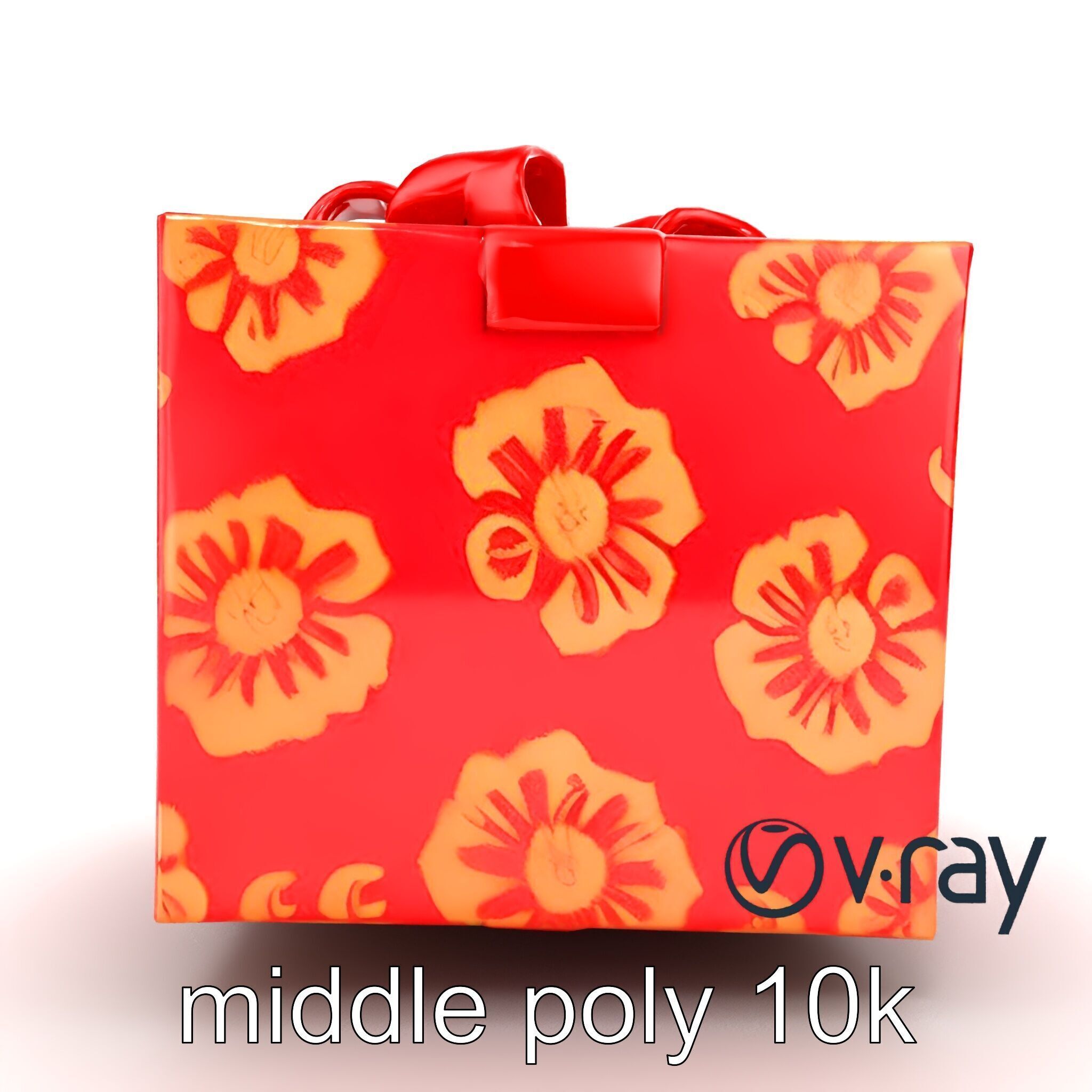 Luxurious Red Gift Box with Floral Motifs model pack Low-poly 3D model_19