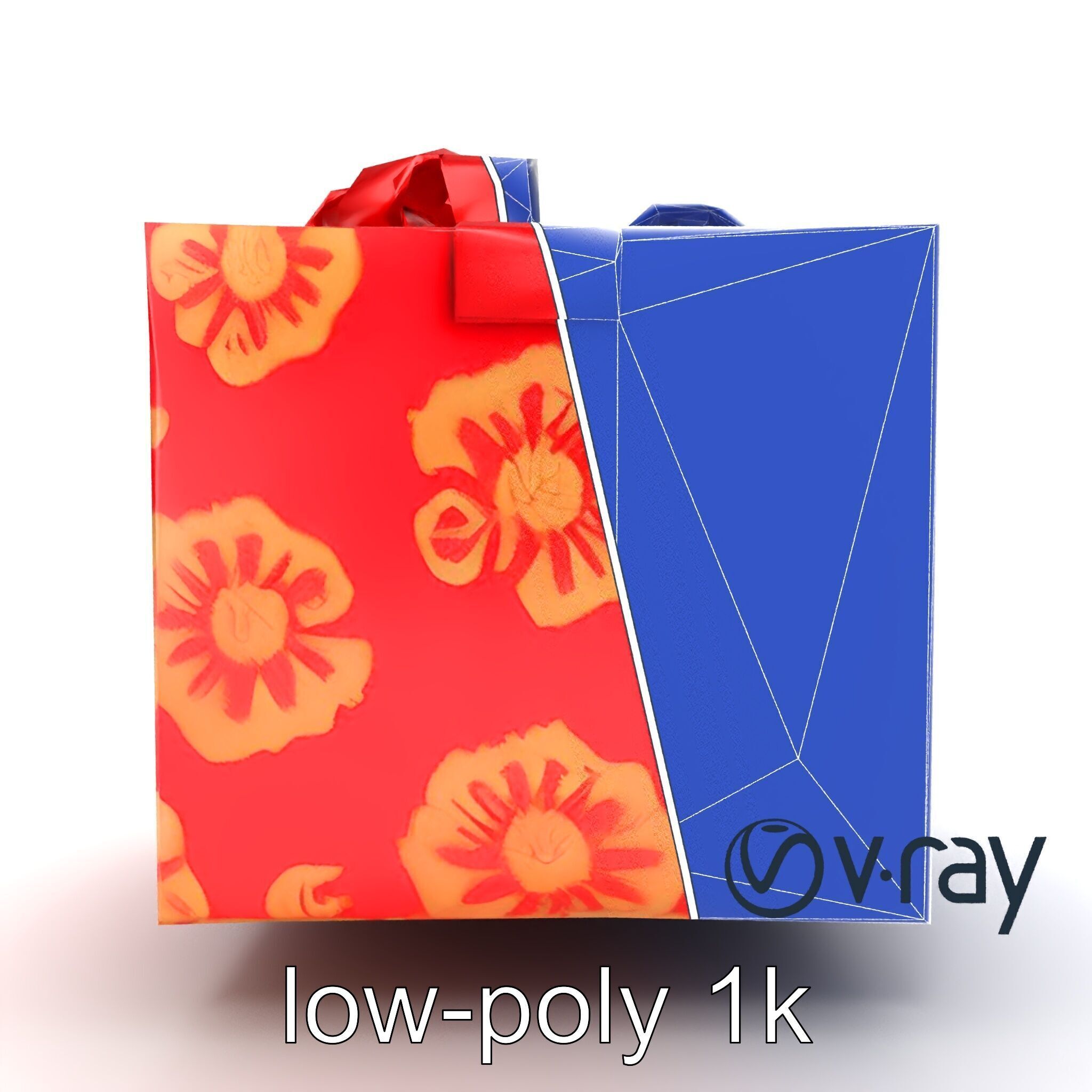 Luxurious Red Gift Box with Floral Motifs model pack Low-poly 3D model_15