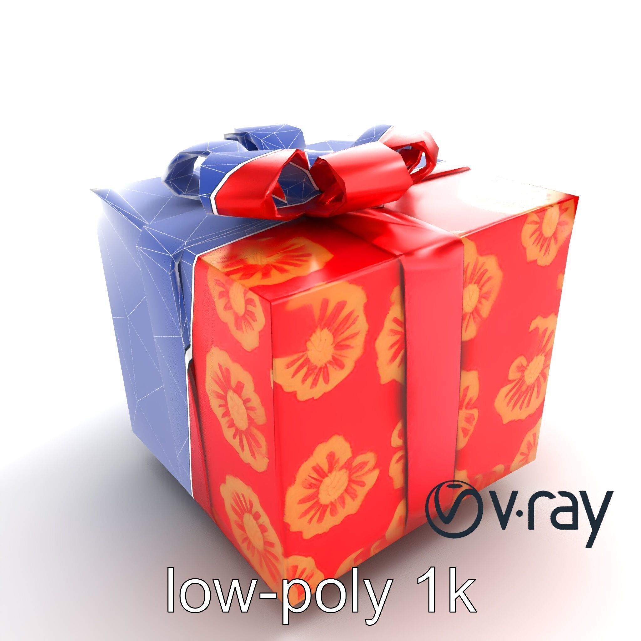 Luxurious Red Gift Box with Floral Motifs model pack Low-poly 3D model_13