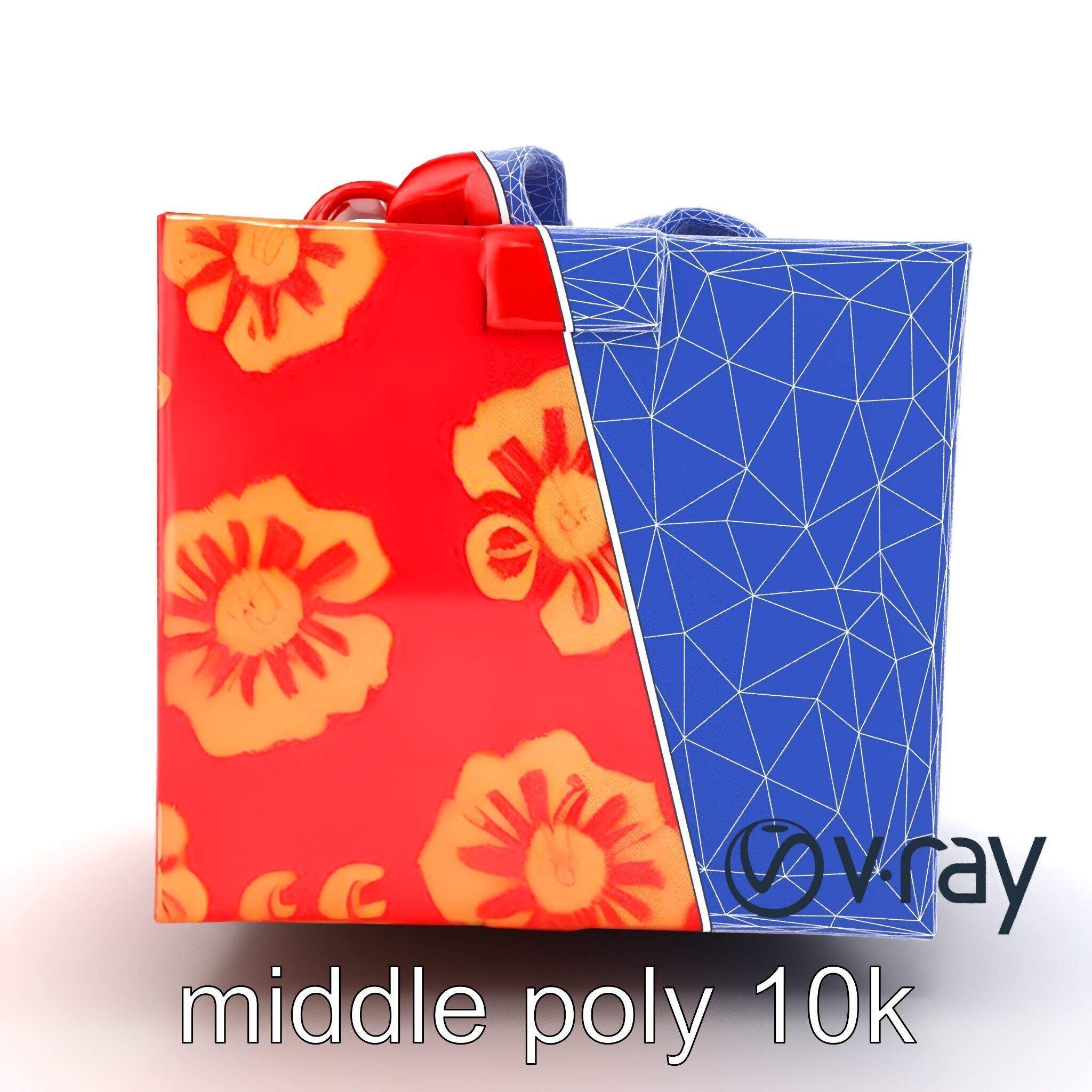 Luxurious Red Gift Box with Floral Motifs model pack Low-poly 3D model_20