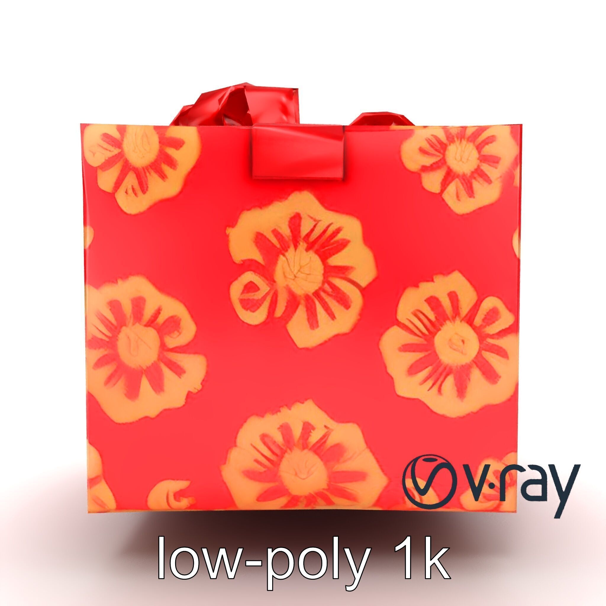 Luxurious Red Gift Box with Floral Motifs model pack Low-poly 3D model_18