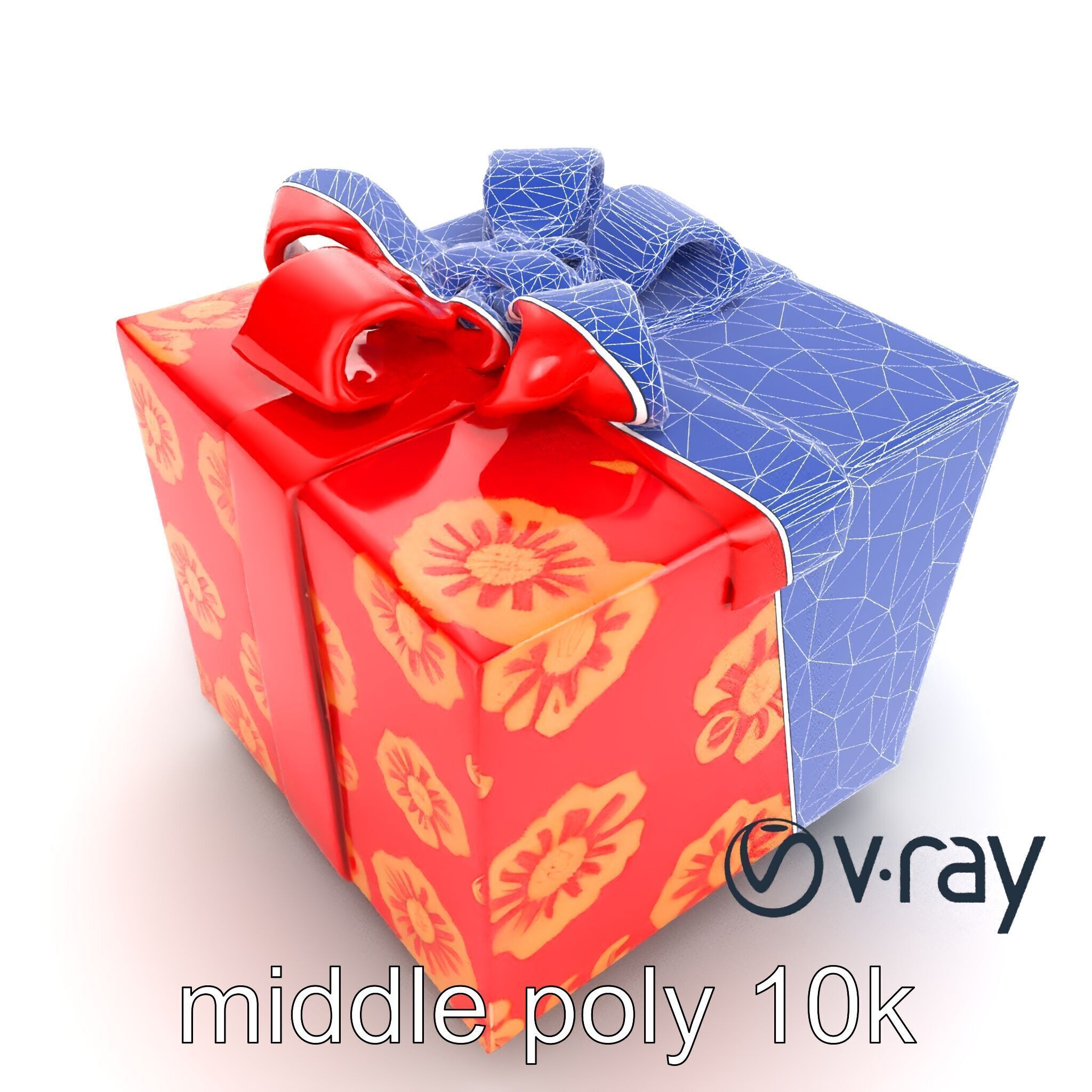 Luxurious Red Gift Box with Floral Motifs model pack Low-poly 3D model_31