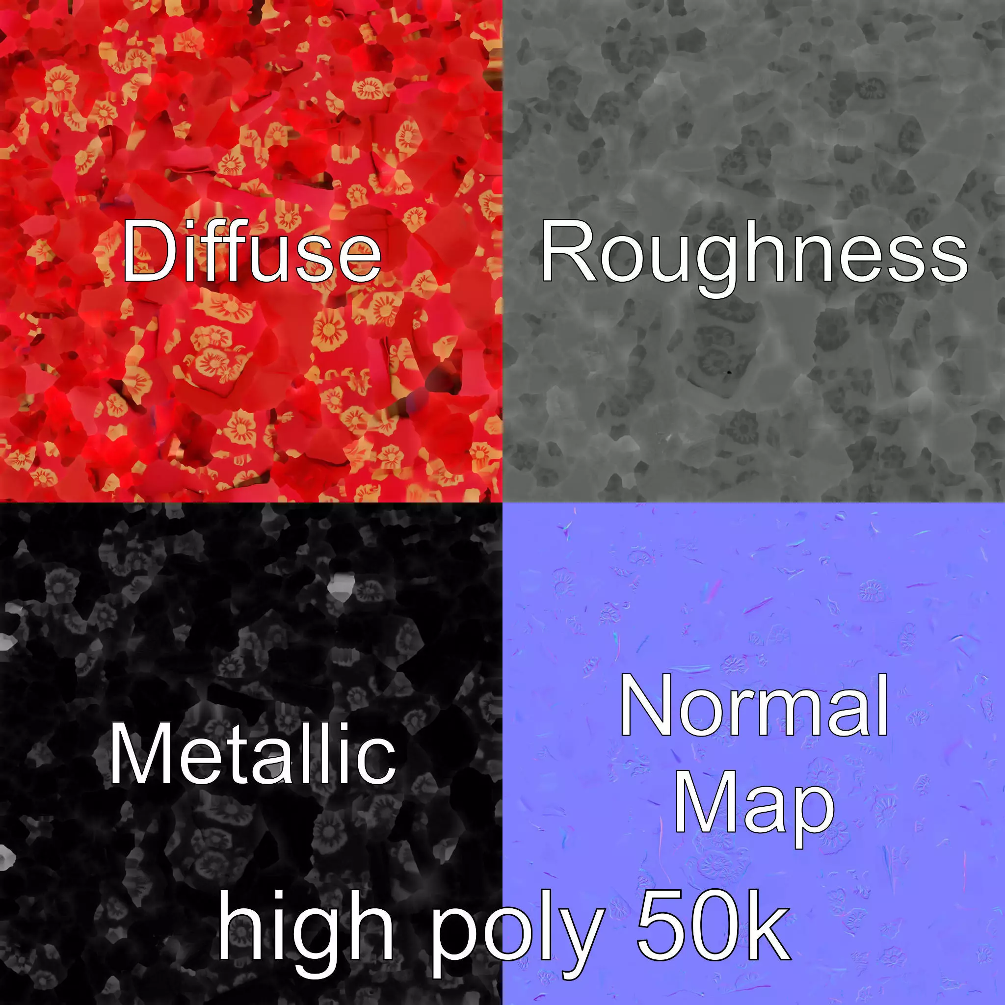 Luxurious Red Gift Box with Floral Motifs model pack Low-poly 3D model_0