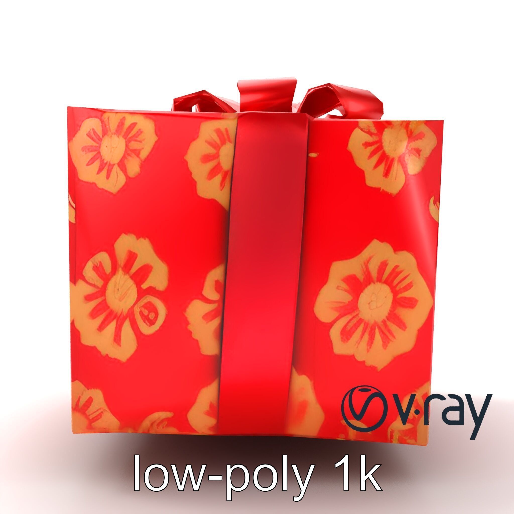 Luxurious Red Gift Box with Floral Motifs model pack Low-poly 3D model_12