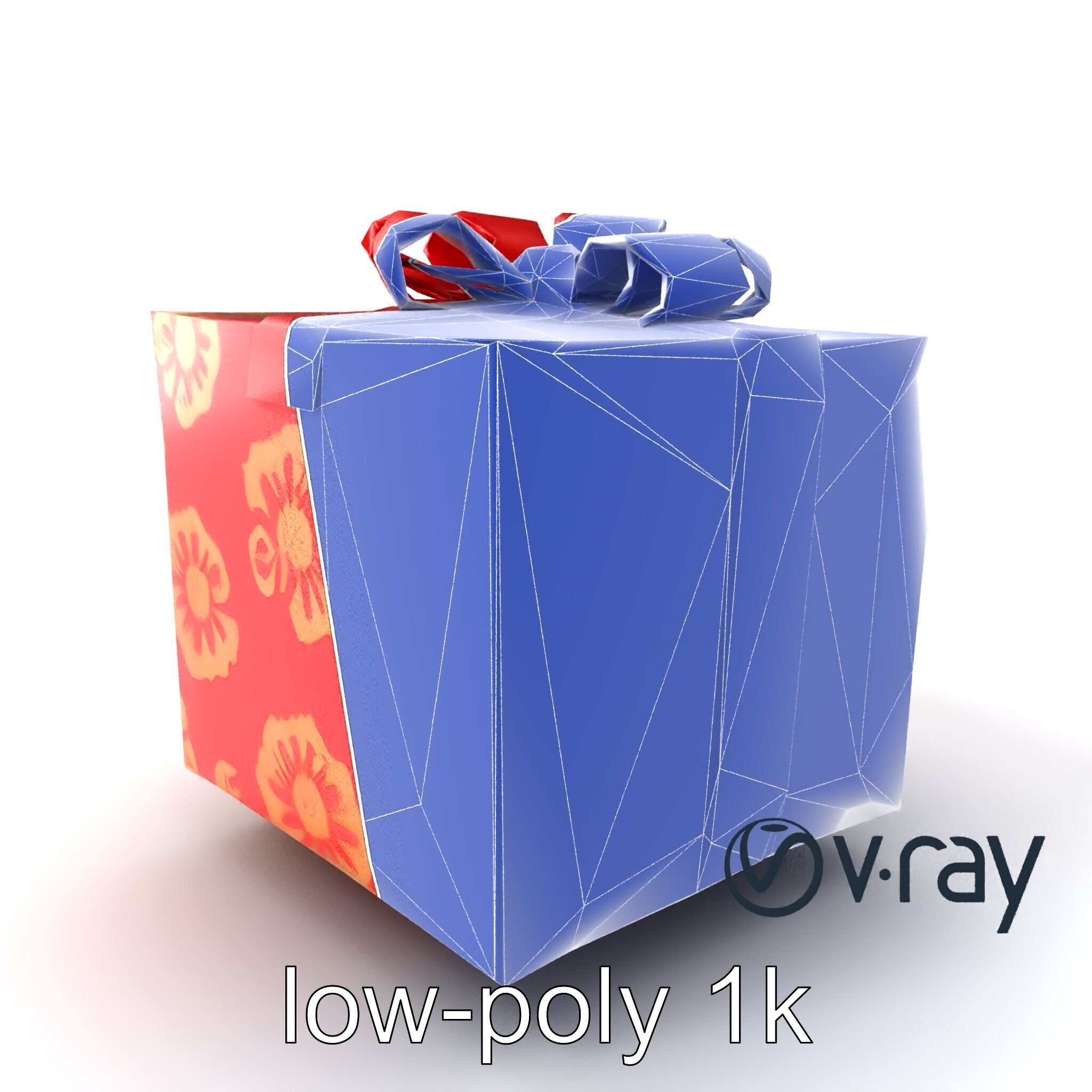 Luxurious Red Gift Box with Floral Motifs model pack Low-poly 3D model_23