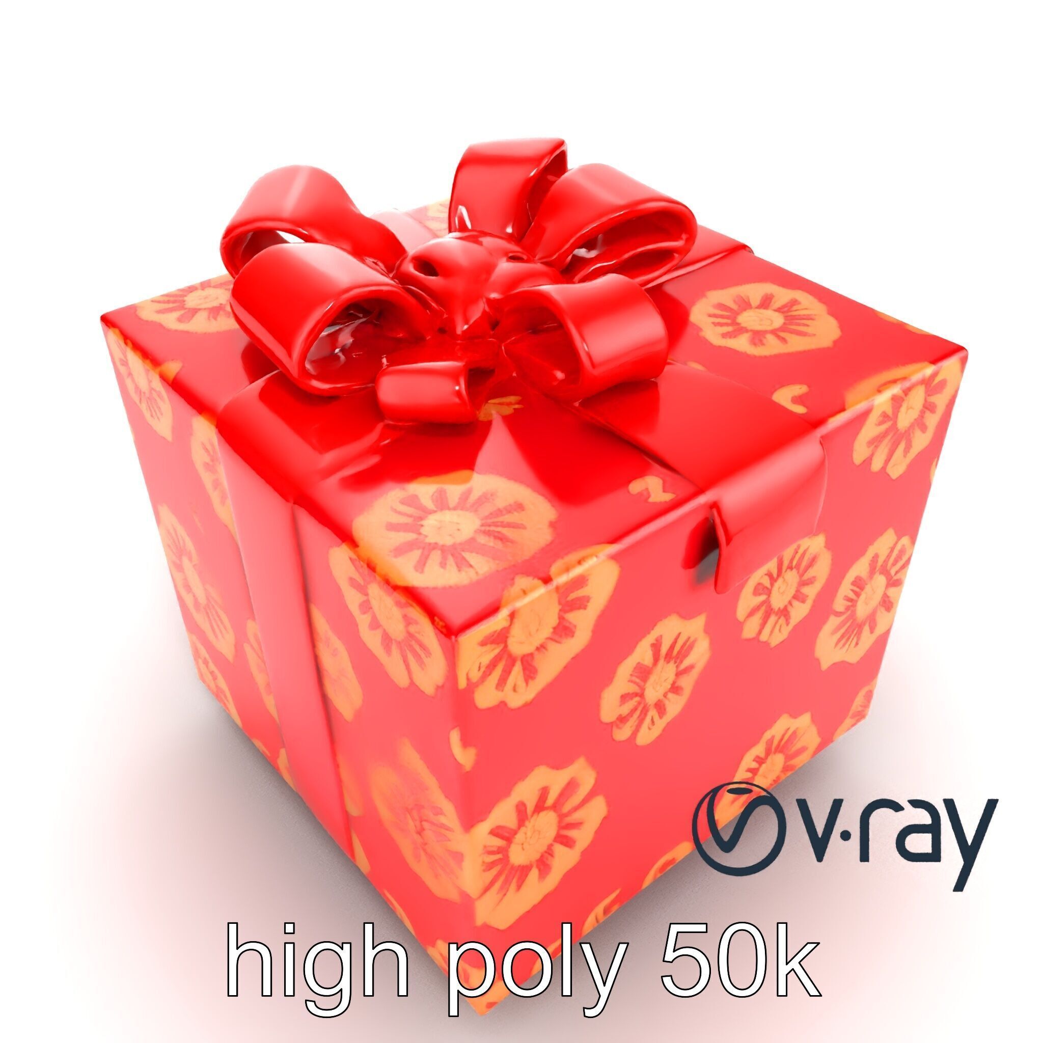 Luxurious Red Gift Box with Floral Motifs model pack Low-poly 3D model_24