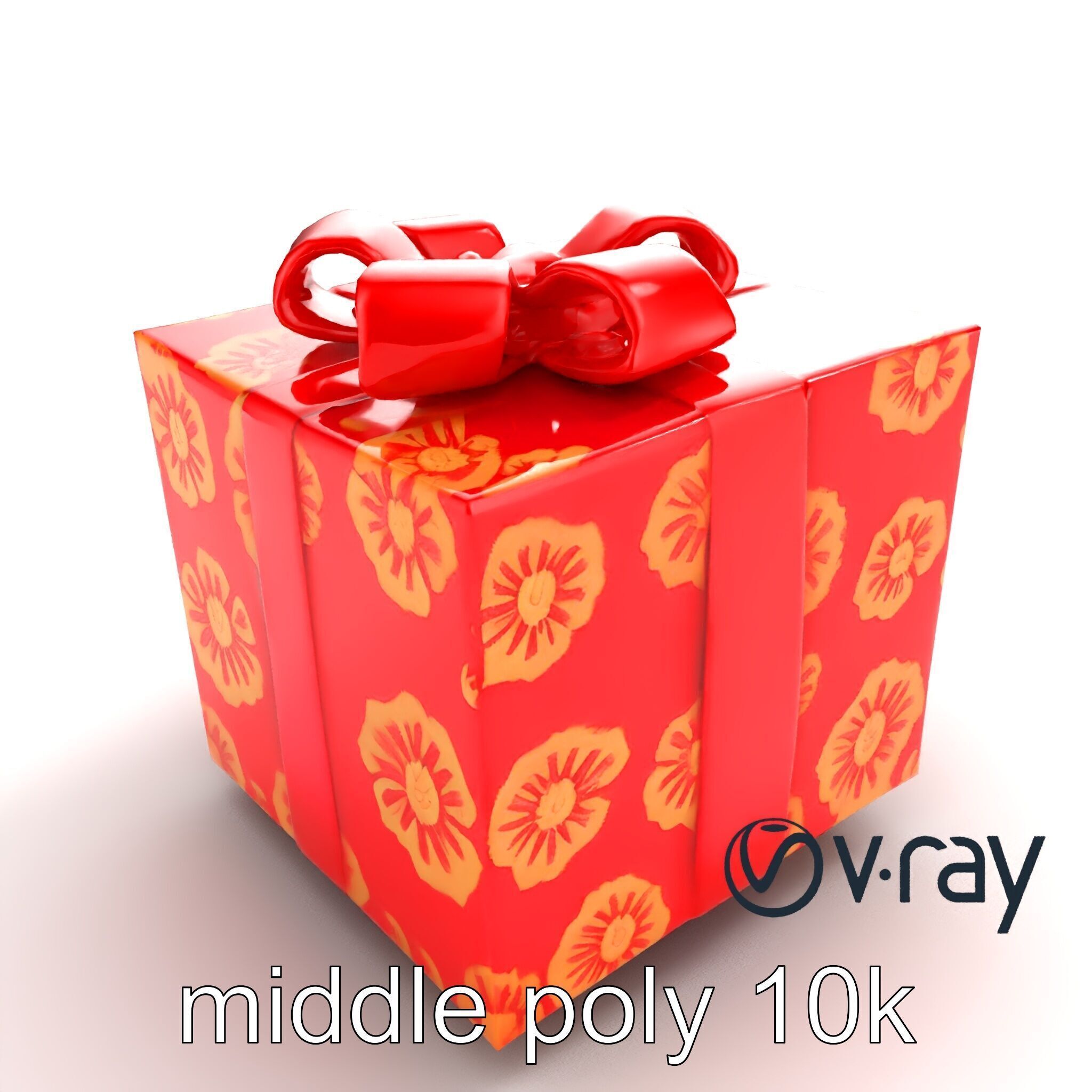Luxurious Red Gift Box with Floral Motifs model pack Low-poly 3D model_9