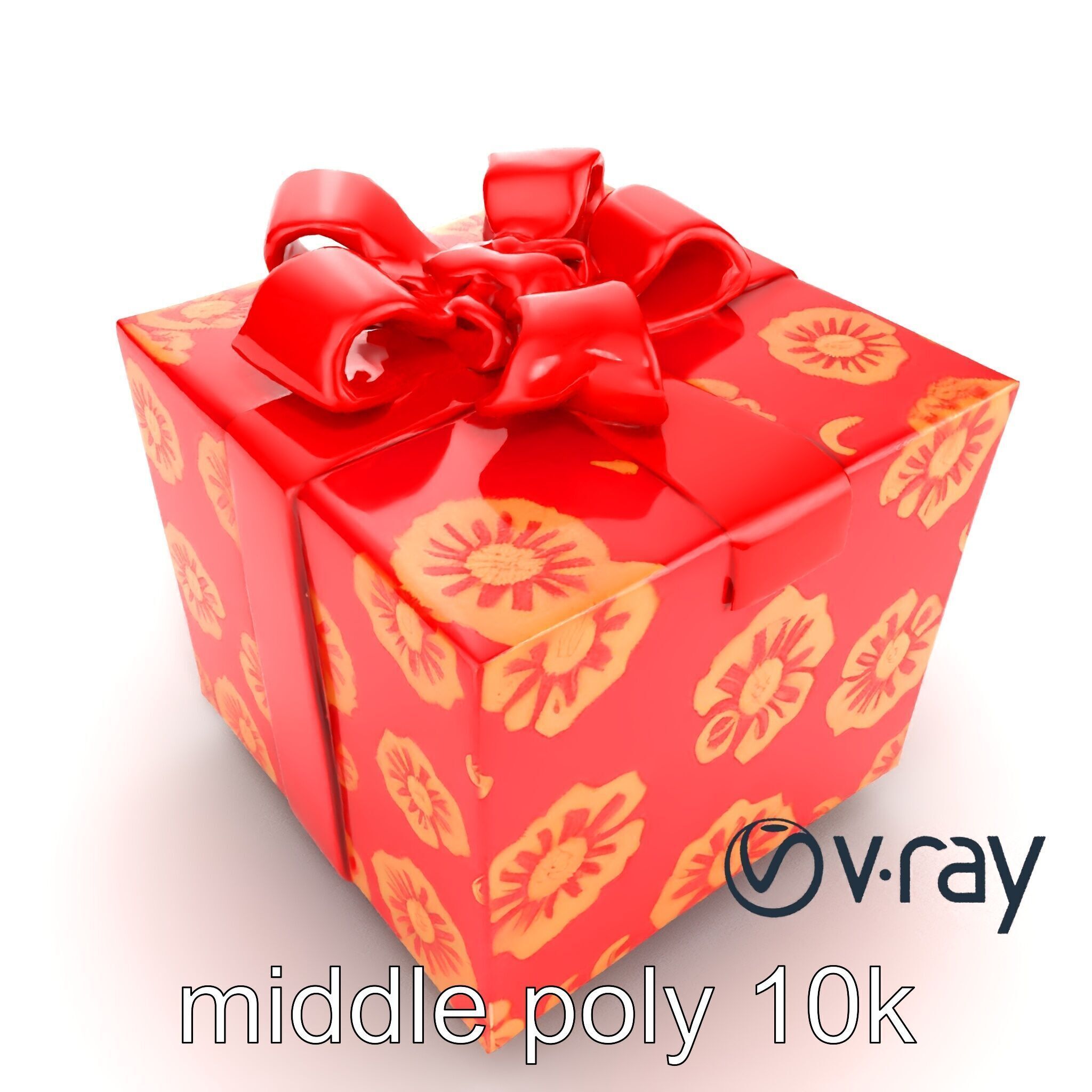 Luxurious Red Gift Box with Floral Motifs model pack Low-poly 3D model_25