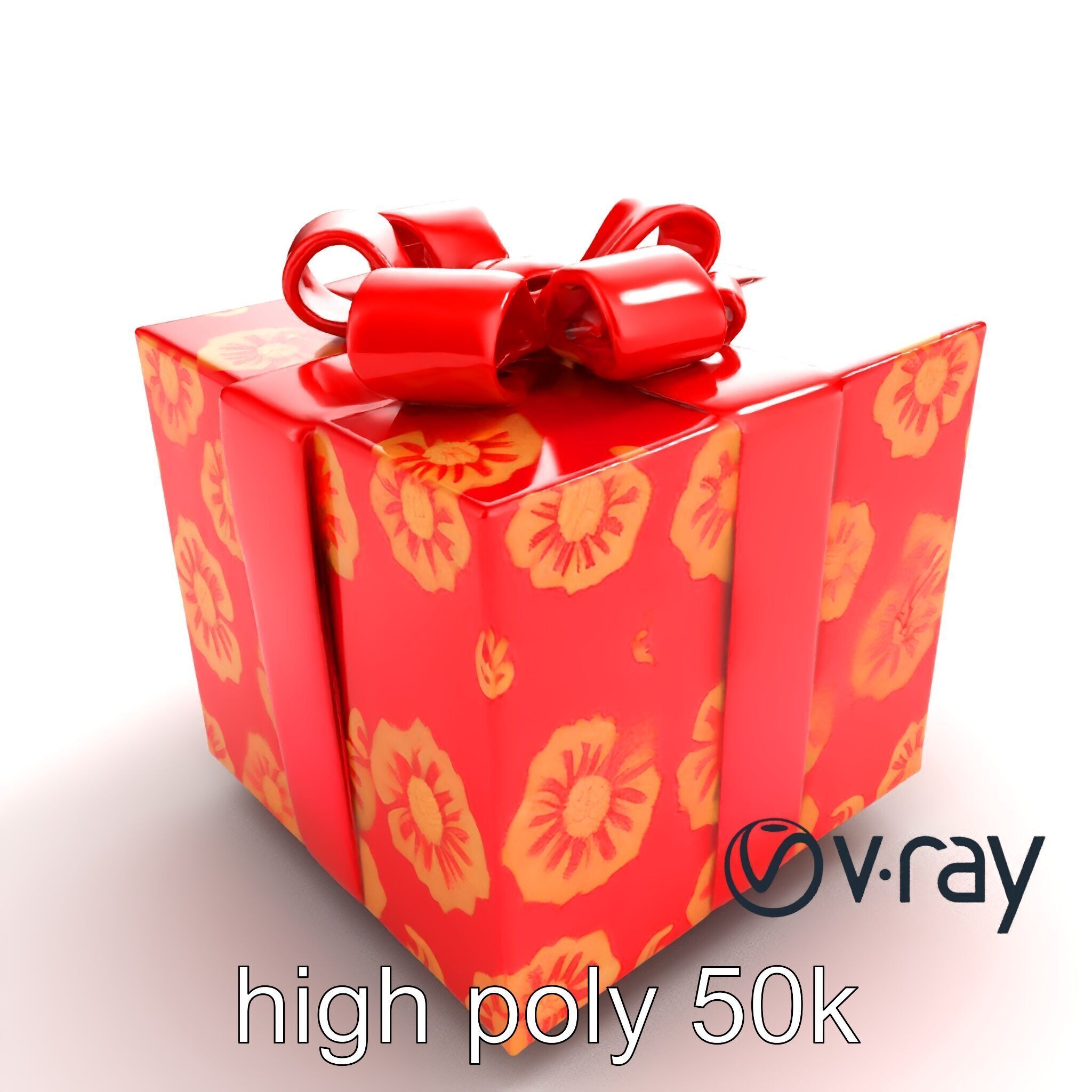 Luxurious Red Gift Box with Floral Motifs model pack Low-poly 3D model_11
