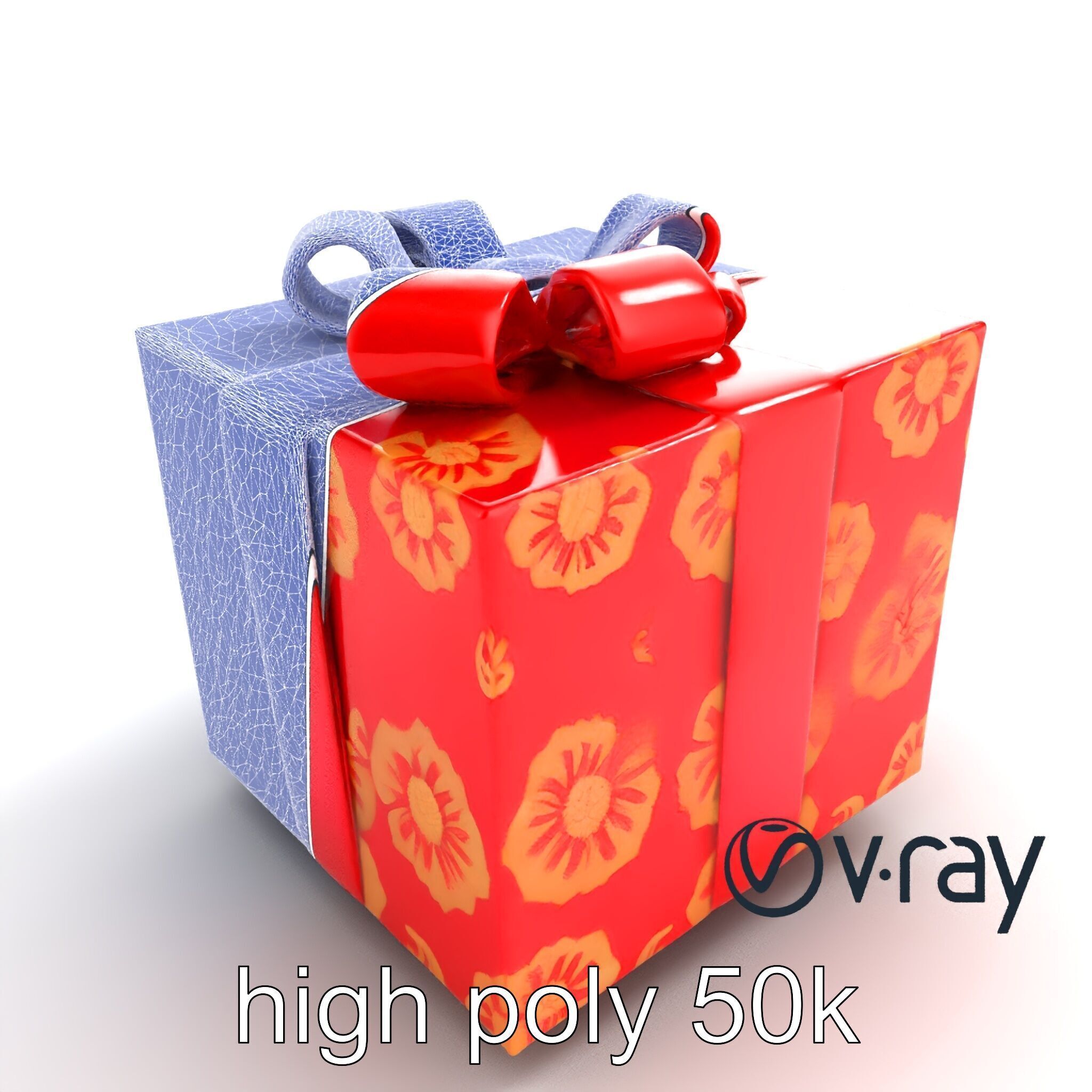 Luxurious Red Gift Box with Floral Motifs model pack Low-poly 3D model_22