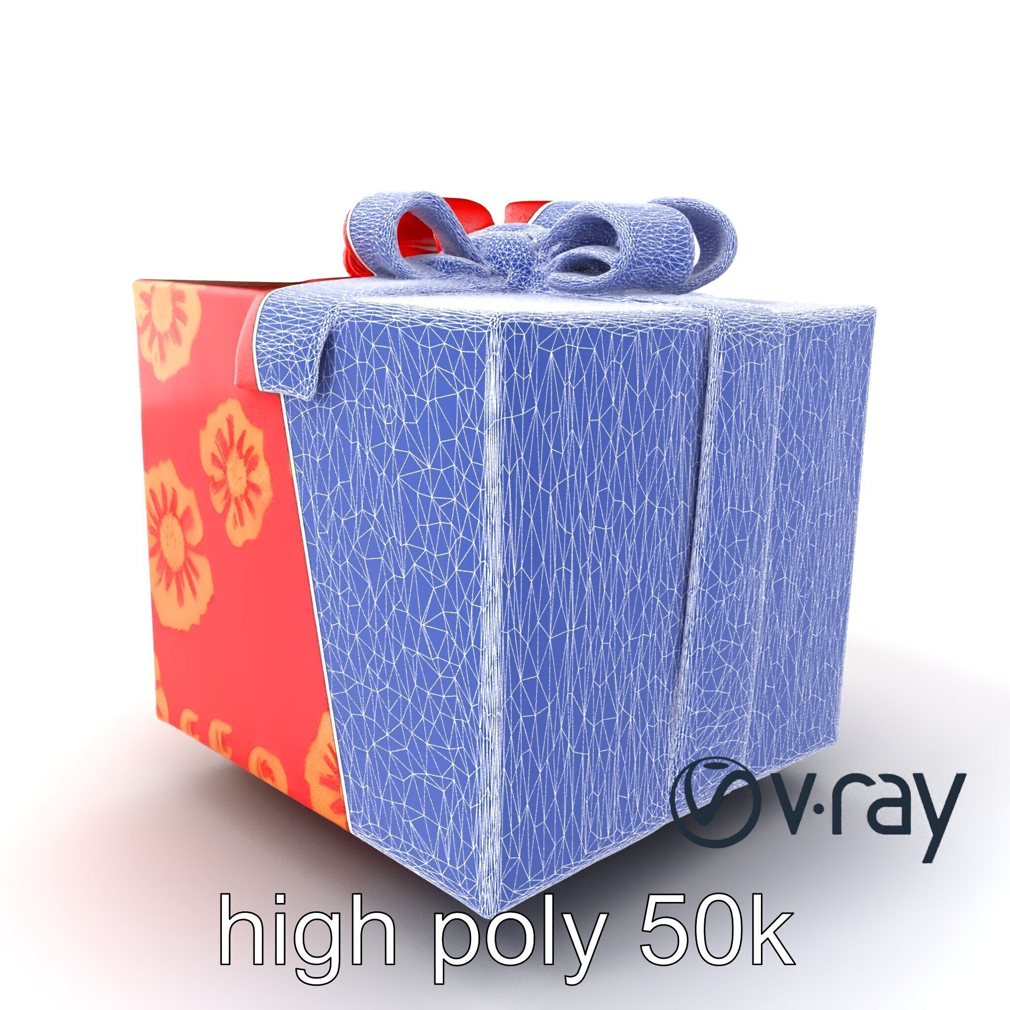 Luxurious Red Gift Box with Floral Motifs model pack Low-poly 3D model_8