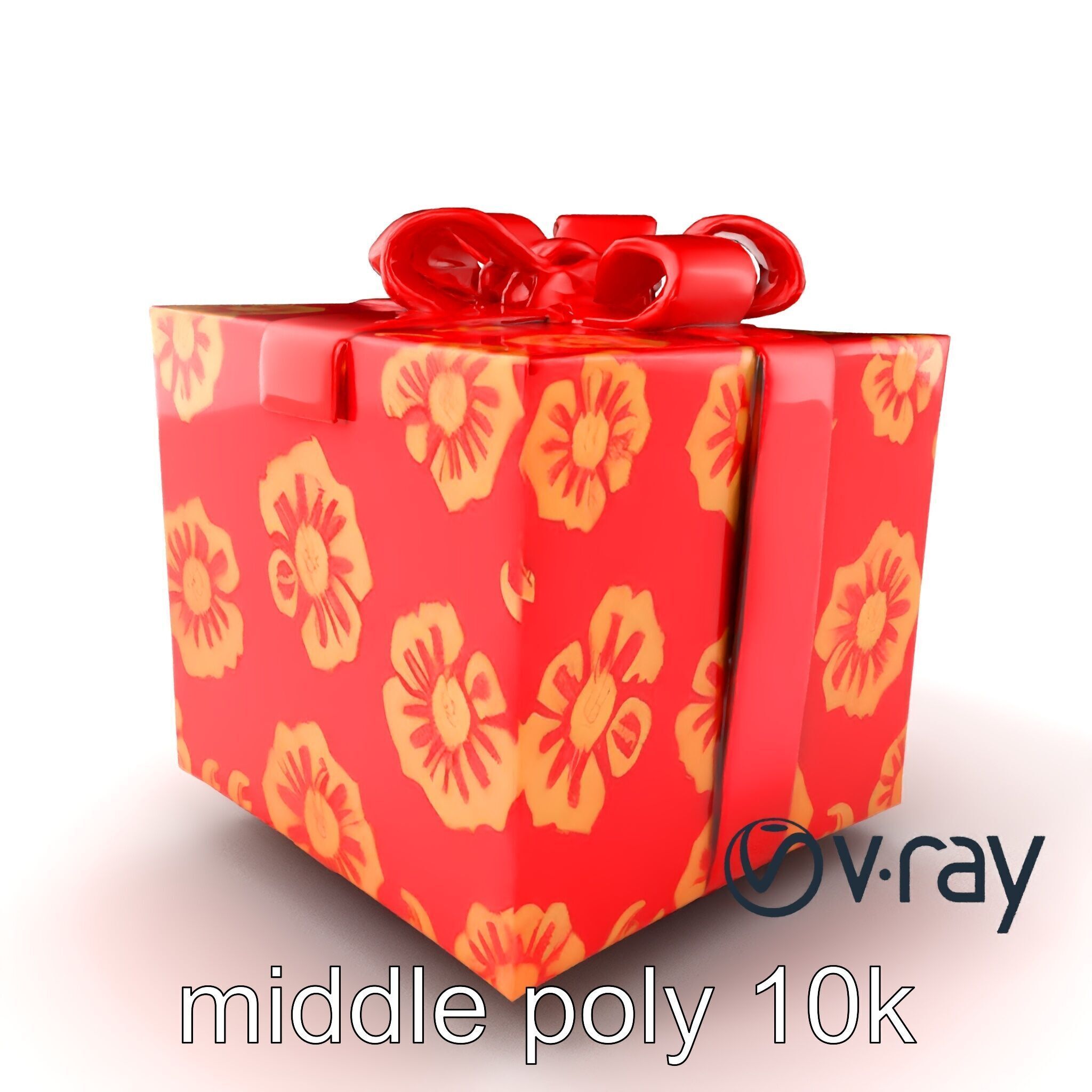 Luxurious Red Gift Box with Floral Motifs model pack Low-poly 3D model_3