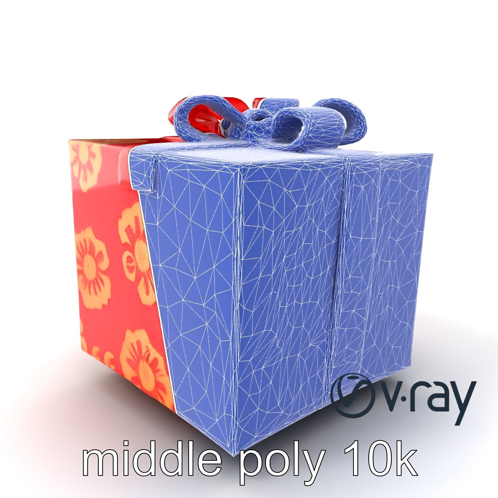 Luxurious Red Gift Box with Floral Motifs model pack Low-poly 3D model_6
