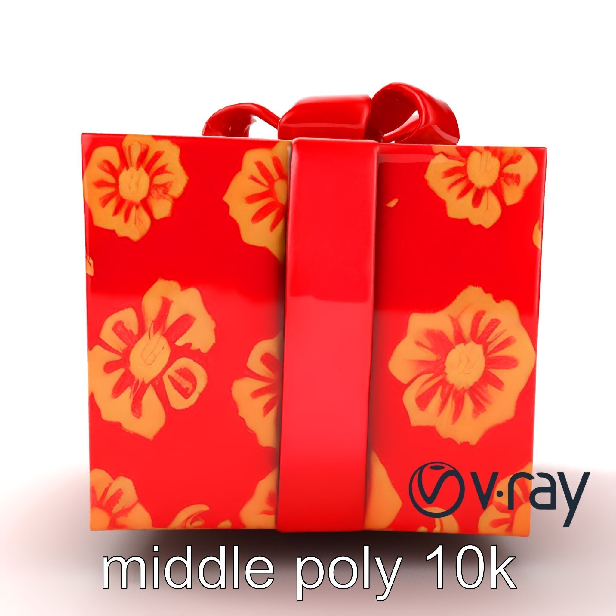 Luxurious Red Gift Box with Floral Motifs model pack Low-poly 3D model_27