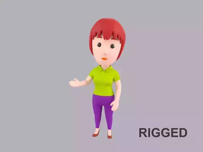  Cartoon Female Character Rigged 020