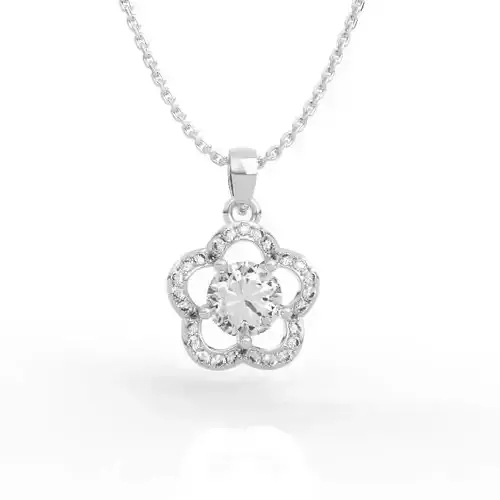 Flower Diamond Pendant Necklace