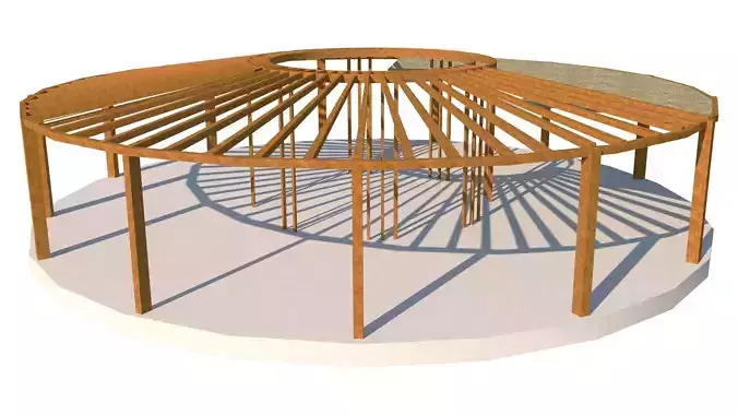 Circular wooden pergola