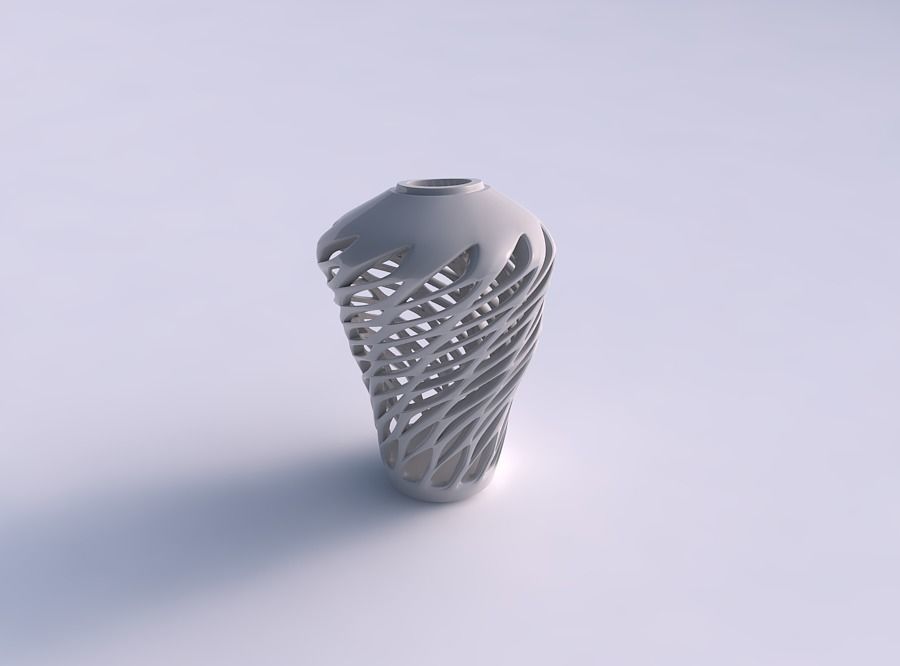 Vase ftwisted flared squeezed bottom with smooth cuts and ext... 3D print model_0