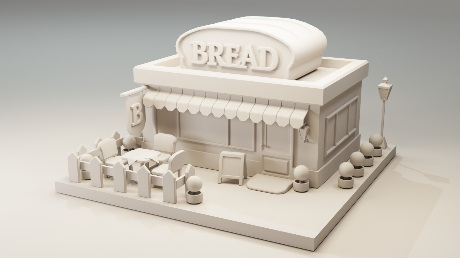 Bread Store - Isometric Low-poly 3D model_4