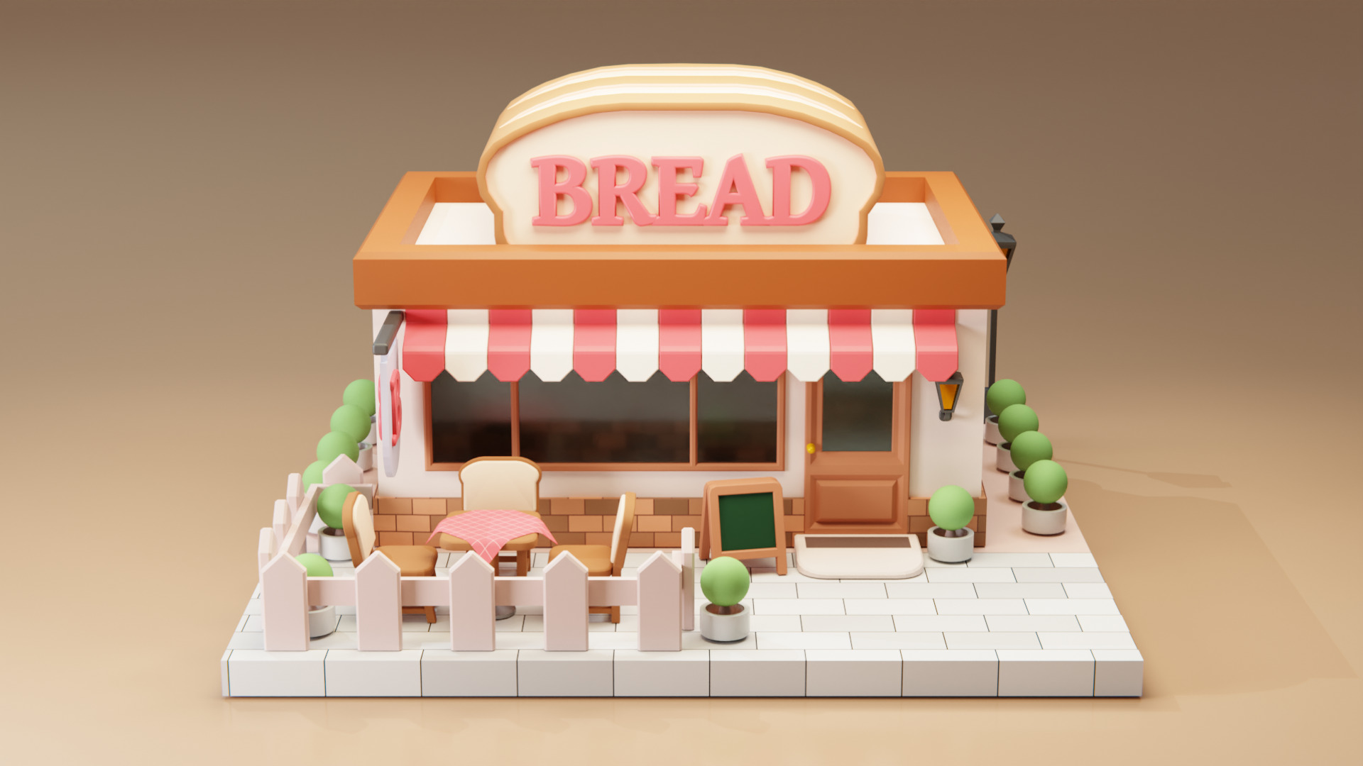Bread Store - Isometric Low-poly 3D model_9