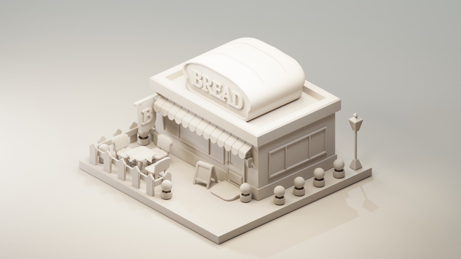 Bread Store - Isometric Low-poly 3D model_1