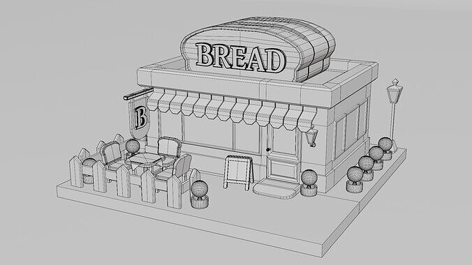 Bread Store - Isometric Low-poly 3D model 6