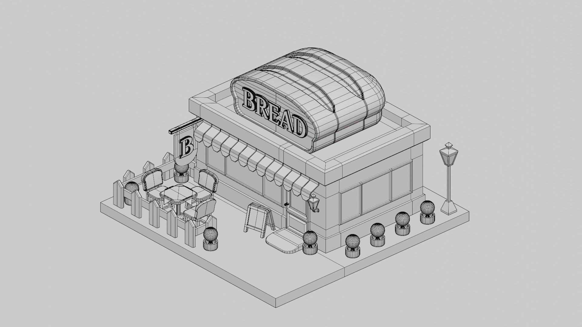Bread Store - Isometric Low-poly 3D model_2