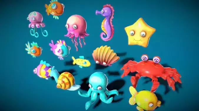 Stylized marine creatures