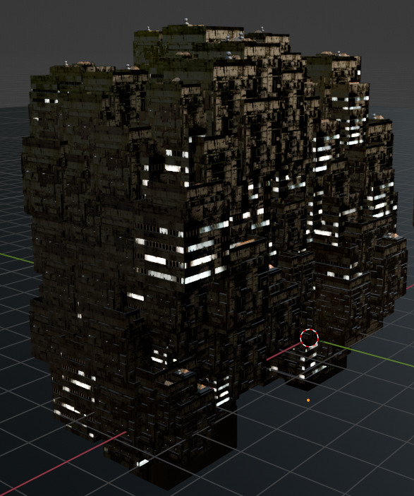 Sci fi night city building 3 Low-poly 3D model_2