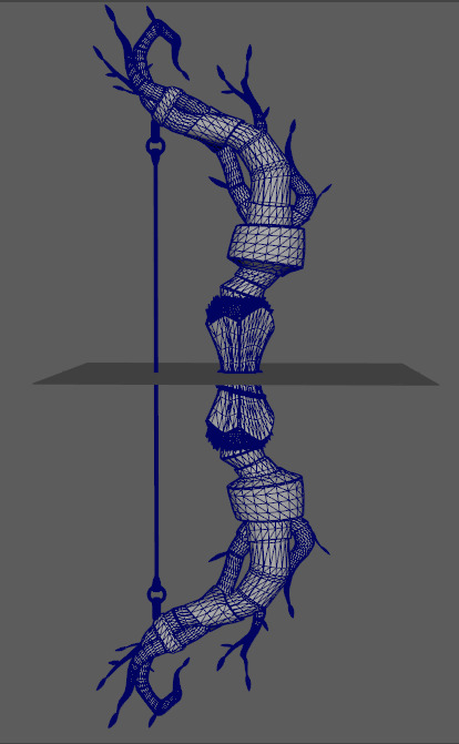 Stylish tree branch bow Low-poly 3D model_1