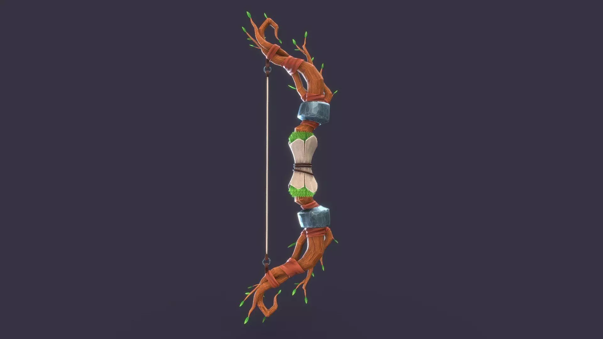 Stylish tree branch bow Low-poly 3D model_0