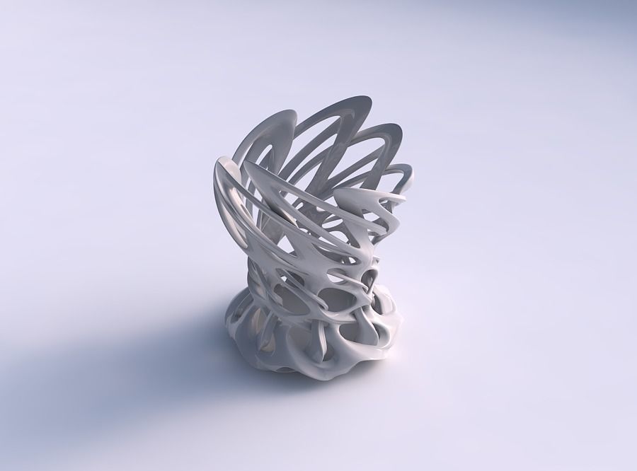 Vase flared with interlacing lattice twisted and streched top 3D print model_0
