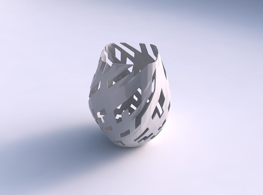 Vase low bulky helix with cuts 3D print model_0