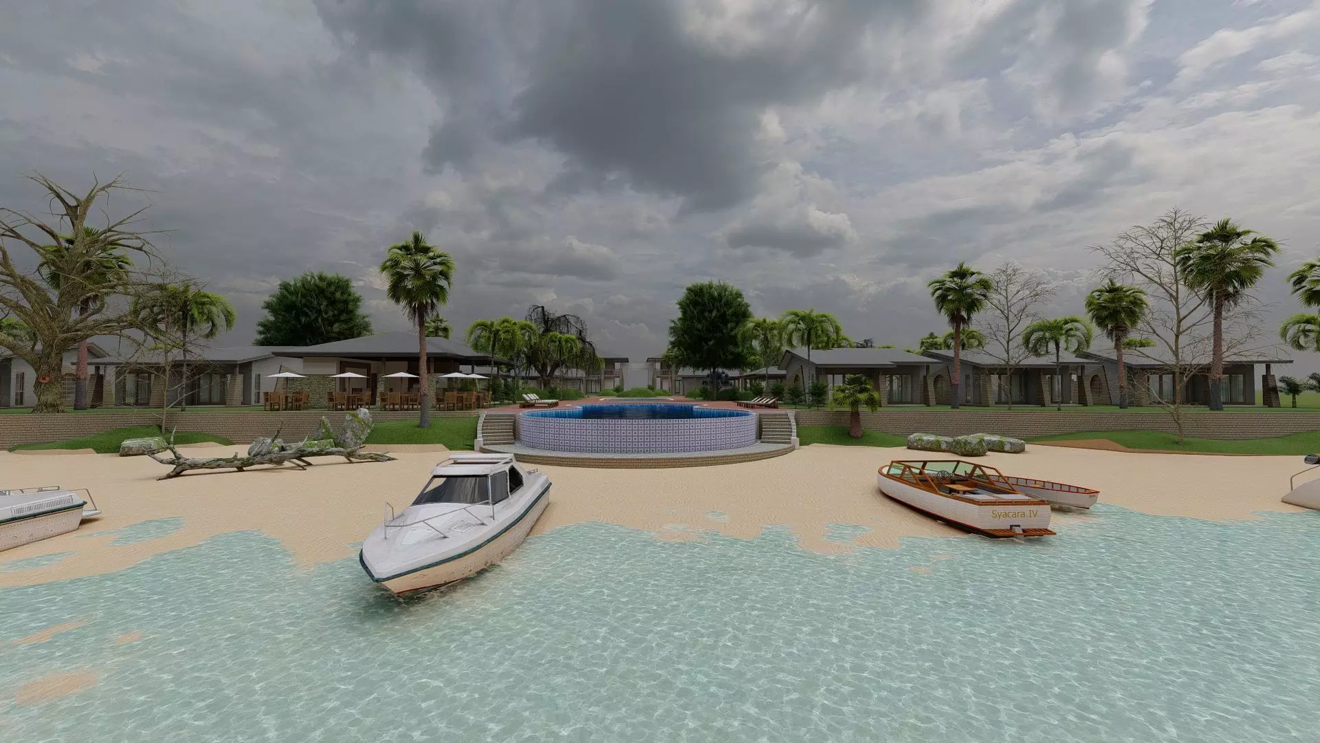3D Tourism  Resort Space Model island beach interior Free low-poly 3D model_0