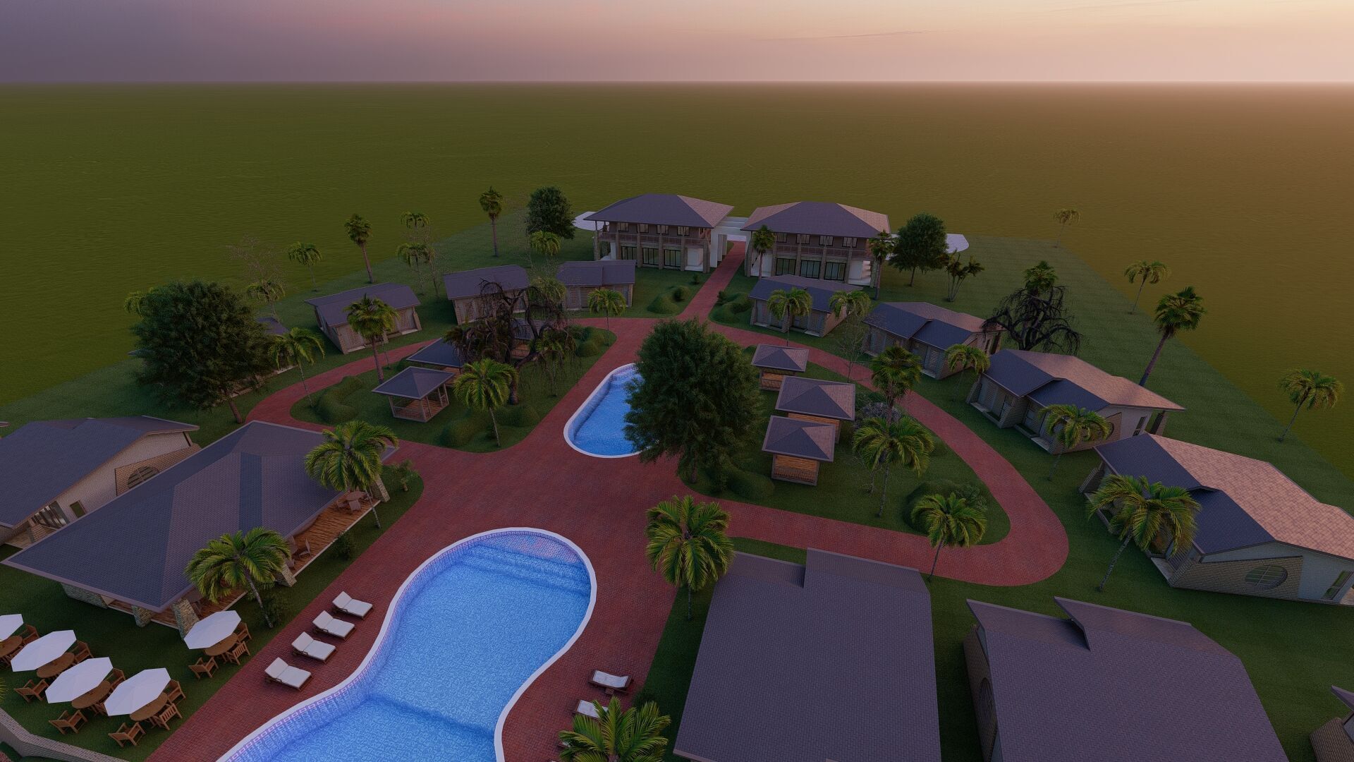 3D Tourism  Resort Space Model island beach interior Free low-poly 3D model_7