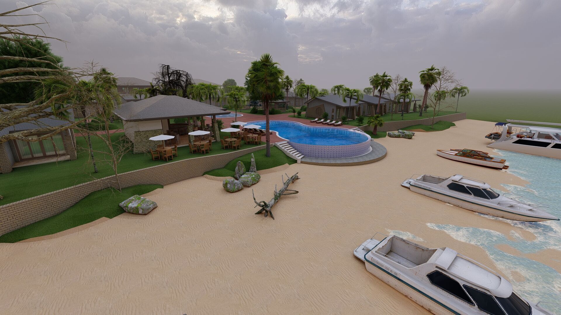 3D Tourism  Resort Space Model island beach interior Free low-poly 3D model_10