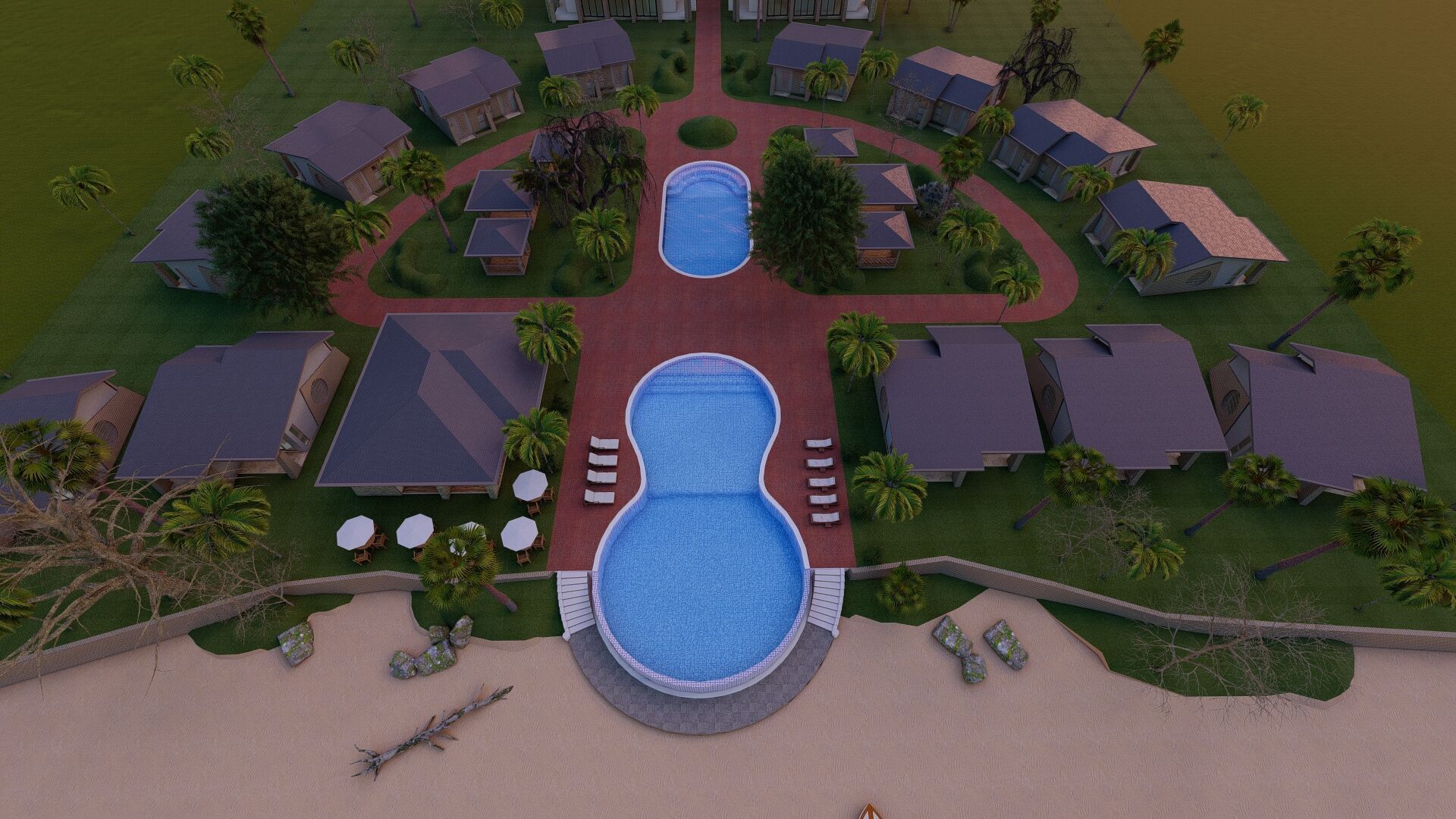 3D Tourism  Resort Space Model island beach interior Free low-poly 3D model_8