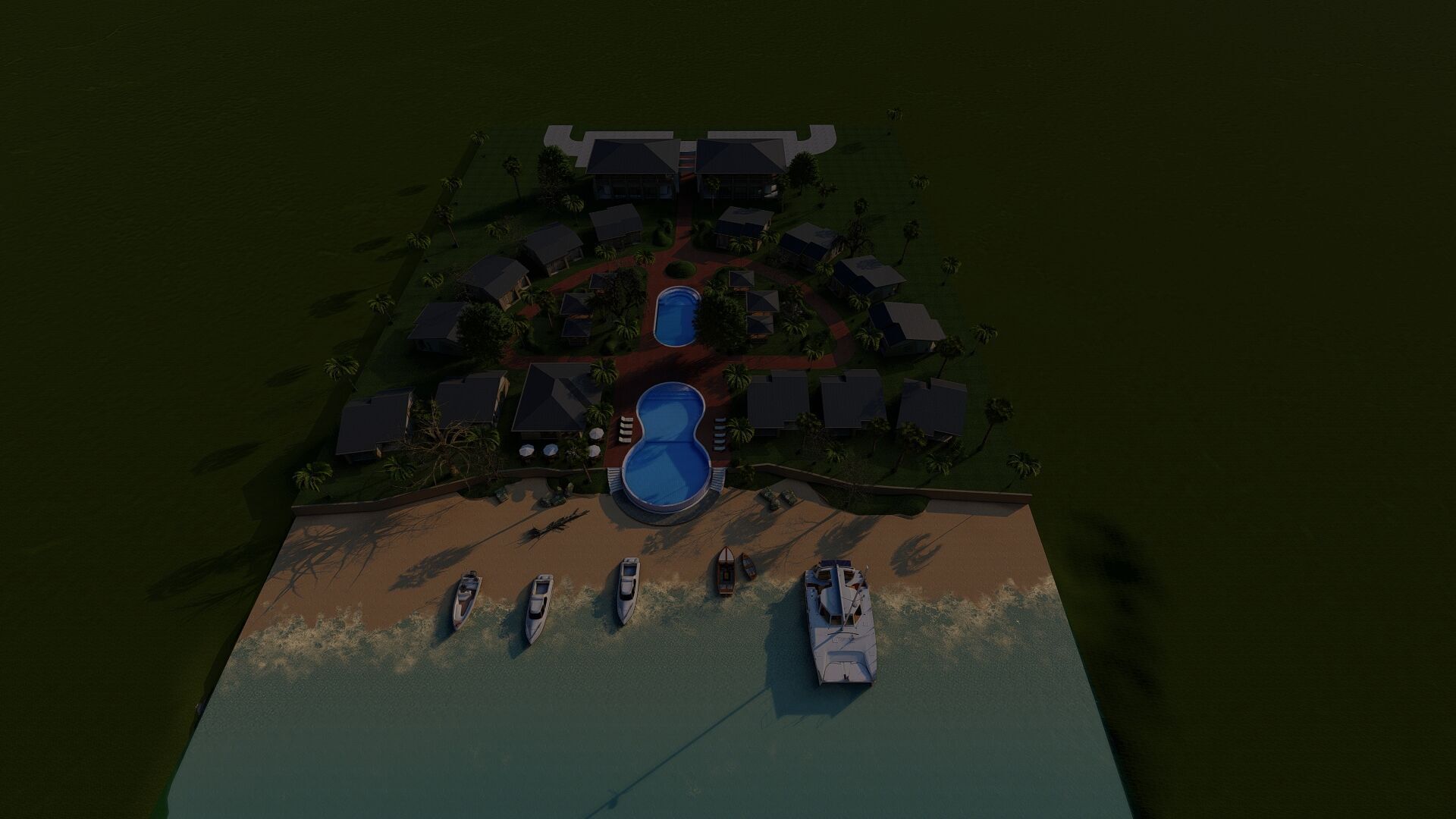 3D Tourism  Resort Space Model island beach interior Free low-poly 3D model_4