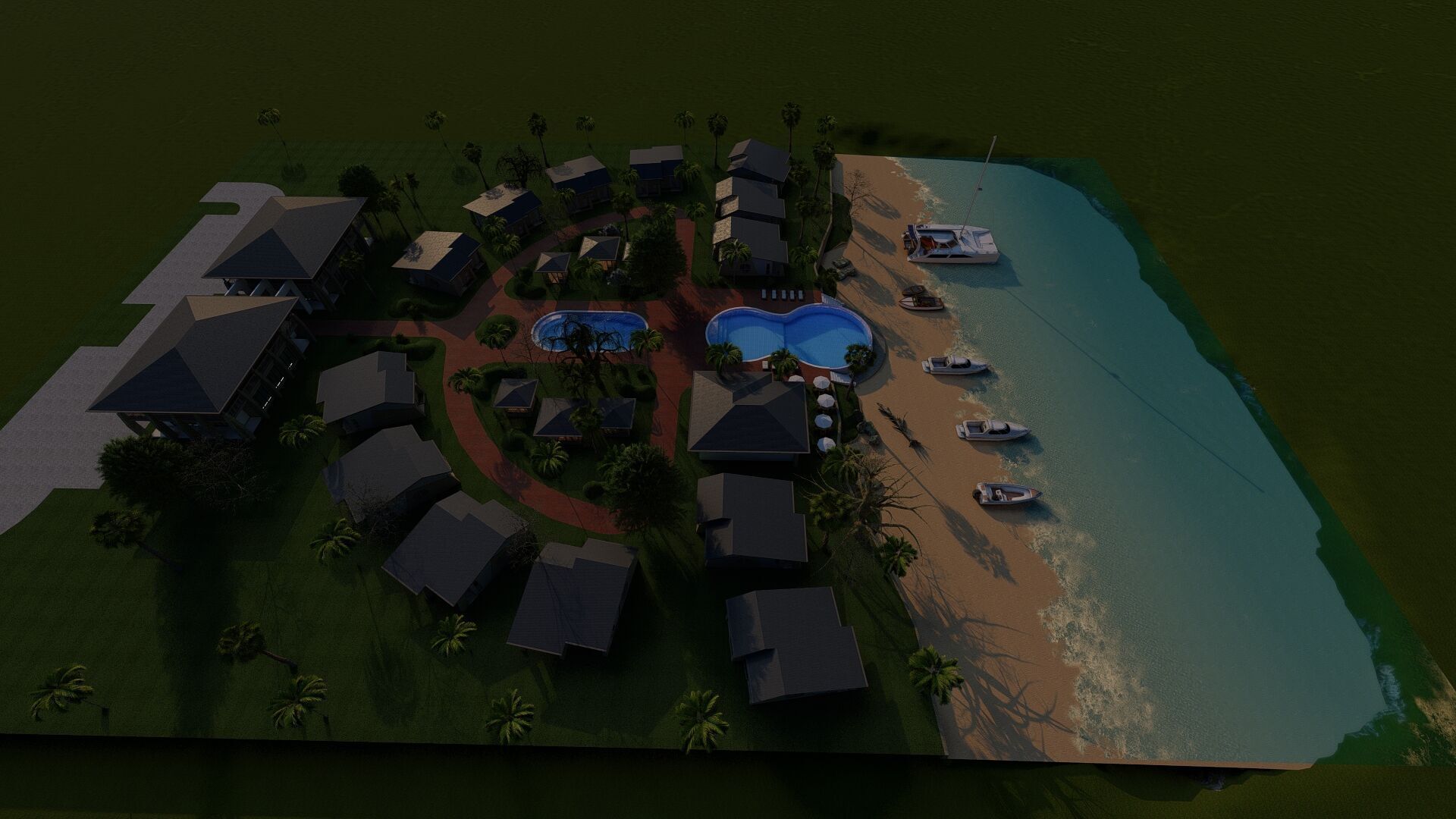 3D Tourism  Resort Space Model island beach interior Free low-poly 3D model_12