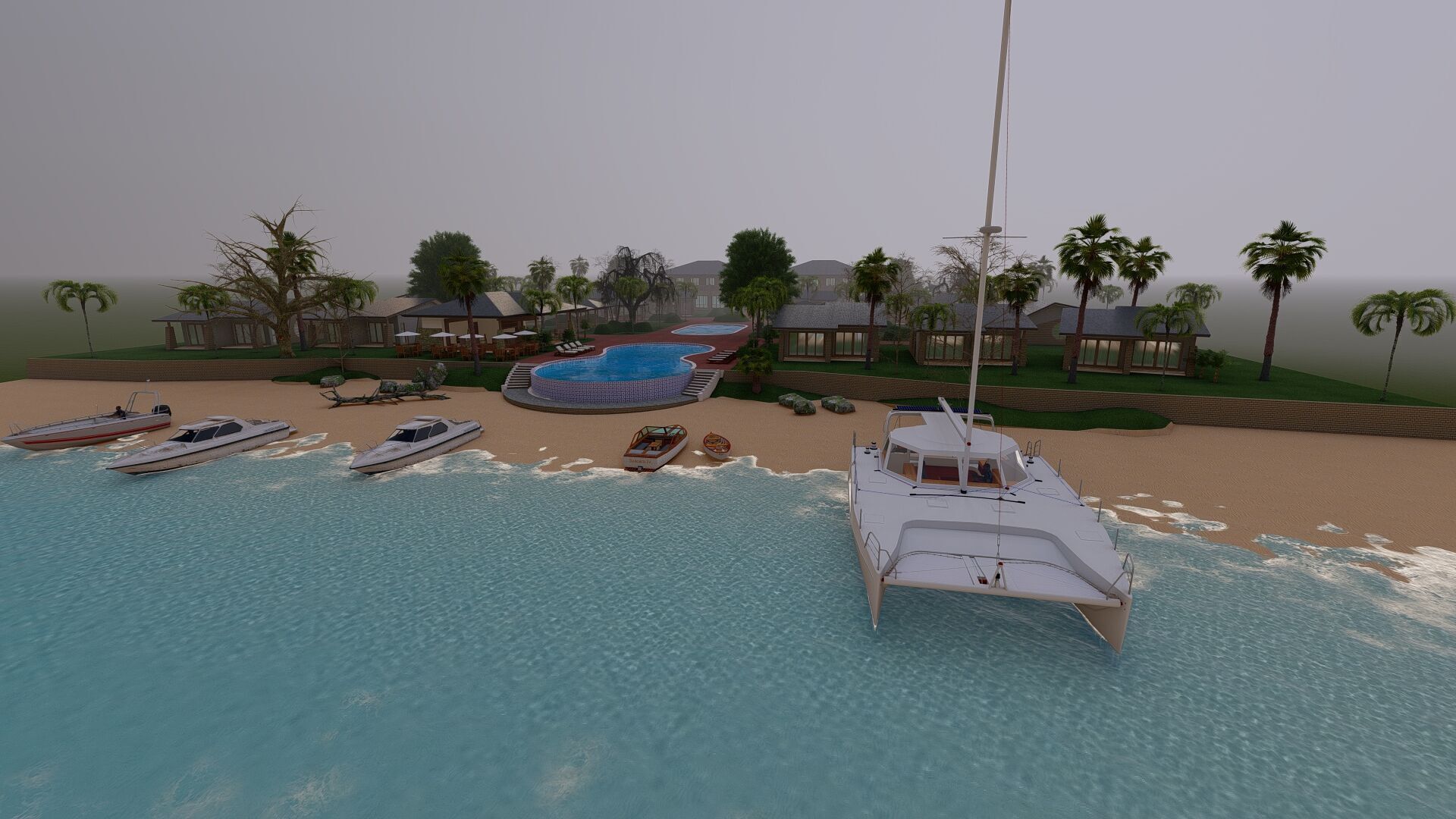 3D Tourism  Resort Space Model island beach interior Free low-poly 3D model_11