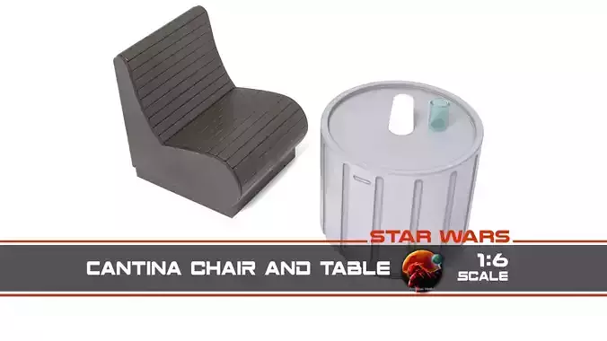 Cantina Chair and Table 1-6 Scale Hottoys  3D print model